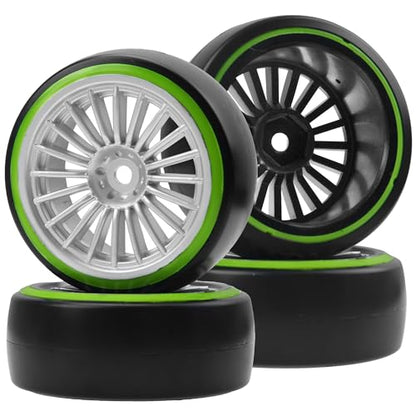 OD62mm Hard Plastic RC Drift Car Tires & Wheel Rims 12mm Hex Tyre & 1/10 RC Drift Car Tires Plastic Tyres and 12mm Hex Hard Plastic Wheel Rims
