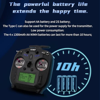 GoolRC Flysky FS-ST8 RC Transmitter 2.4GHz 10CH Remote Controller with FS-SR8 Receiver for RC Drone Airplane Helicopter Car Boat (Upgraded Version)
