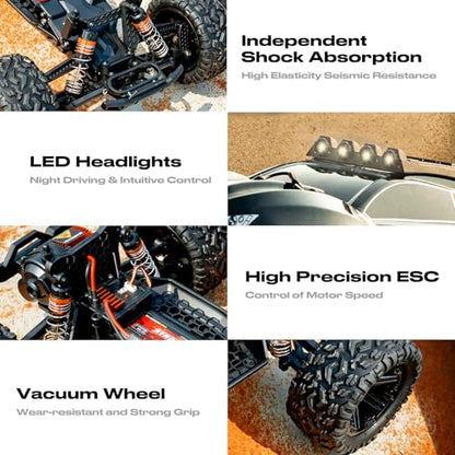1:8 Scale All Terrain RC Monster Truck 45KM/H for Adults Boys | 2.4GHz Remote Control High Speed Off Road Racing Car with 2 Rechargeable 2600mAh Batteries