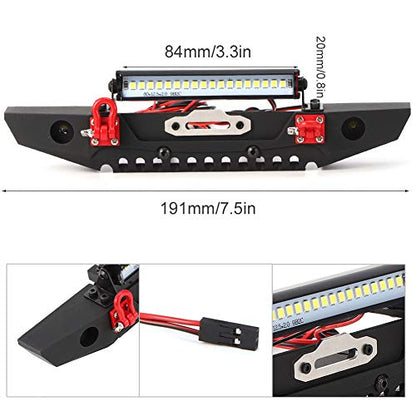 RC Crawler Bumper, Durable Anti-Collision Metal with LED Spotlights 1:10 Scale Rock Crawling Accessory for Off-Road Adventures, Hobbyists, Trail Exploration, and Extreme Terrain Enthusiasts