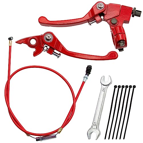 7/8 Folding Clutch Brake Lever Perch with Clutch Cable Replacement for 110/125/140/150cc SSR125 RFZ YZ Ruckus TaoTao DB17/27 Apollo DBX15/18/19 Z20 Xmotos Thumpstar Kayo Piranha Pit Dirt Bike (Red) - color: Red