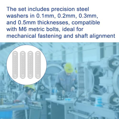 M6x12mm Precision Shim Washers for Shaft Alignment, 304 Stainless Steel | 0.1, 0.2, 0.3 and 0.5mm thin spacers for M6 metric bolts, mechanical fastening, component spacing and machinery setup - size: M6X12