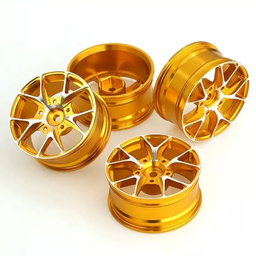 1/10 On Road Drift Wheels Rims Hex 12mm RC Aluminum Alloy Rally Racing Hubs for 1:10 Scale Touring Street Car Tires Tamiya TT01 TT02 HSP 2S 3S Brushless HPI KYOSHO XV02 XV01 4PCS (Gold) - color: Gold