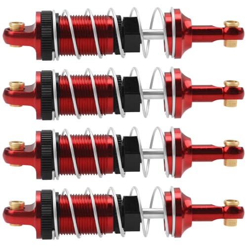 4Pack ShareGoo RC Car Shock Absorbers Metal Shocks Damper Compatible with MJX Hyper Go 14301 14302 14303 1/14 RC Car Upgrades Part (Red) - color: Red