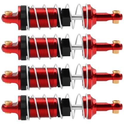 4Pack ShareGoo RC Car Shock Absorbers Metal Shocks Damper Compatible with MJX Hyper Go 14301 14302 14303 1/14 RC Car Upgrades Part (Red) - color: Red