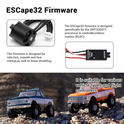 Ghost Brushless ESC ESCape32 30A Mini ESC 2-6S with 5A BEC 8.4V Electronic Speed Controller for RC Boat 1/18 1/24 Crawler Car Axial SCX24 TRX4M with ESCape32 WiFi-Link