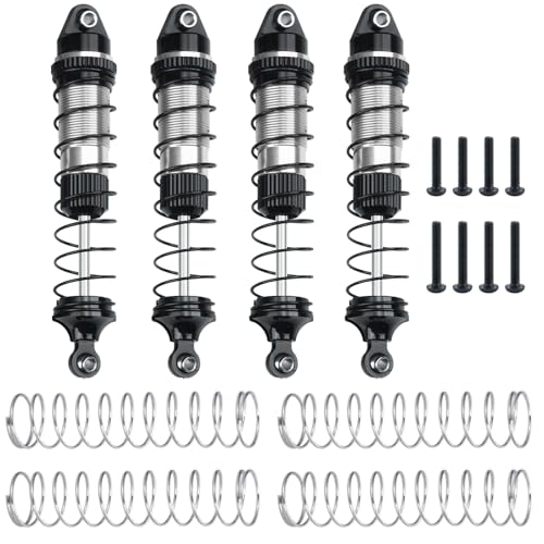 LSG 4Pcs Aluminum RC Shock Absorber Threaded Shocks for 1/18 LOSI Mini LMT 4x4 Brushed Monster Truck RTR Suspension Damper Upgrades Parts (Silver) - color: Silver
