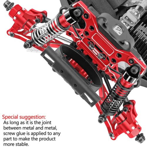 RC Suspension Arms Upgrades Parts for 1/16 Mojave Grom 223S DSC 4X4 RTR,1/16 Mojave Grom 4X4 RTR,Aluminum Front Rear Suspension A Arms Set Hops Up,Replace ARA330839+ARA330840,Red - color: Red(suspension Arms)