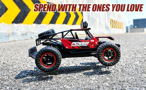BEZGAR RC Cars for Boys - 1:14 Off Road RC Truck with LED Headlight | 2.4GHz steady wireless signal, shock-absorbing suspension, bright front lamp, fun toy for kids & adult beginners - color: Red