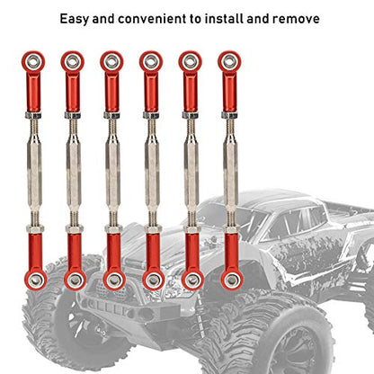 Drfeify 6Pcs Aluminum Alloy Adjustable Push Rods, Turnbuckle Rod Linkage Accessories with 5 Colors, for RC Car Series Upgrade (Red) - color: Red