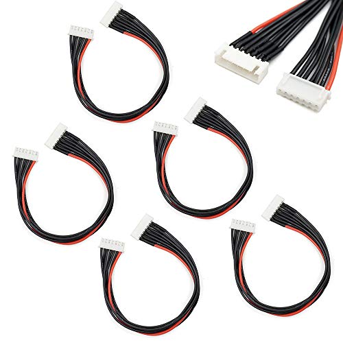 7 Pin JST-XH 6S Balance Plug Extension Lead Wire 200mm 5 PCS for LiPo Battery Balance Charging 22AWG Silicone (6S) - style: 6S