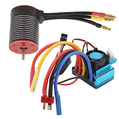 3650 Brushless Motor 120A ESC Combo, Professional Rotor Poles RC Brushless Motor ESC Set High Torsion for RC Car (5200KV)