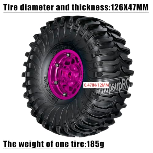 1.9 RC Wheels and Tires for 1/10 SCX10 90046 AXI03007 TRX4 TRX6 VS4-10 Gen7 Gen8 MST CFX D90.Aluminium RC Truck Tires Highway Tires 1.9" RC Wheels 1.9 Beadlock Wheel Rim RC Tires,Pink - color: Pink(1.9tires)