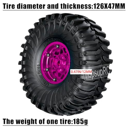 1.9 RC Wheels and Tires for 1/10 SCX10 90046 AXI03007 TRX4 TRX6 VS4-10 Gen7 Gen8 MST CFX D90.Aluminium RC Truck Tires Highway Tires 1.9" RC Wheels 1.9 Beadlock Wheel Rim RC Tires,Pink - color: Pink(1.9tires)