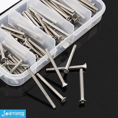 M3 x 20mm 25mm 30mm 35mm 40mm Flat Head Hex Socket Cap Screws Countersunk Bolts, Stainless Steel 304, Metric Allen Hex Drive, Bright Finish, Fully Threaded, Assortment Kit 100PCS - size: M3x20/25/30/35/40 mm