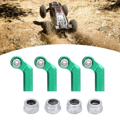 4 Set RC Link Rod End Alloy M4 Curved CW 7mm Ball Joint Head for 1/10 Scale Model Car, Replacement Tie Rod End with Hard Oxidized Finish and Standard M4 Thread (Green) - color: Green