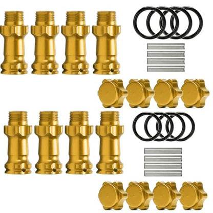 Aluminum 17mm Wheel Hub Hex 30MM Extension Adapter with Pins + O Ring for 1/8 HSP RC Hobby Car Buggy Monster Truck 2 Sets(Yellow) - color: Yellow