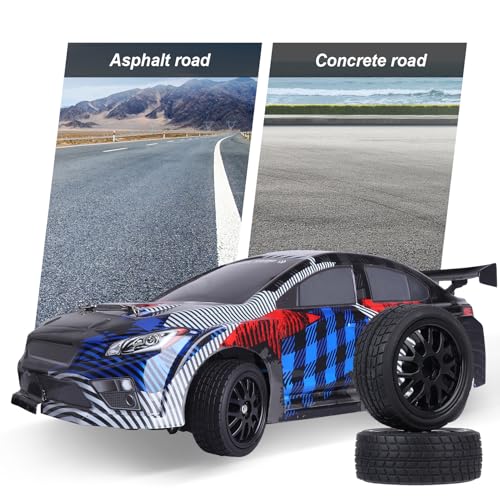 HobbyPark Glued 1/10 On-Road RC Touring Tires and Wheels Set for 1/18 Traxxas Latrax Teton 4 Tec 2.0 3.0 Tamiya TT02 TT01 Brushless (4-Pack) (Color C) - color: Color C