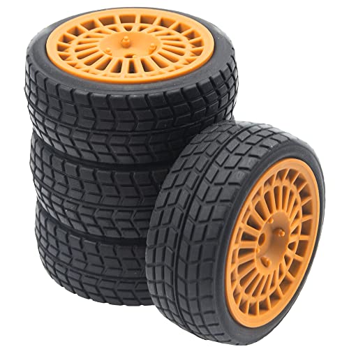 OD2.75'' Nylon 12mm Hex Hub Wheel Rims & Rubber Tires Compatible with HSP Tamiya HPI Traxxas 1/10 1/12 On-Road Car,WLtoys 144001 A959 124018 LaTrax RC Buggy (Brown) - color: Brown