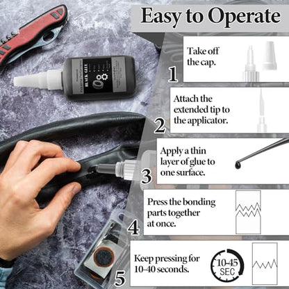 50g Black Glue for Rubber Adhesive - Instant Super Glue All-Purpose Bonding for Tire, DIY Crafts, Edge, Tube Shoes, Metal and Other Materials - style: 50g Black Glue