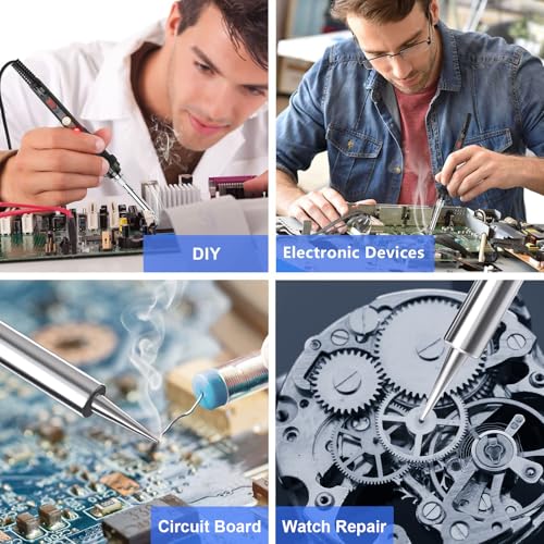 Soldering Iron Kit, 60W 110V Soldering Irons, Adjustable Temperature Soldering Welding Tool Kit with Extra 5pcs Tips, Stand, Sponge, Solder Wire - color: 60w 9-in-1