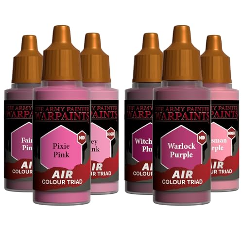 The Army Painter, Air Triads Magenta + Pink, 6 x 18 ml, airbrush | Pre-thinned Acrylic spray gun paints - Paint sprayer paint for D&D & Warhammer Miniatures - color: Magenta + Pink