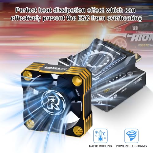 2Pack 30mm RC Motor Cooling Fan,28000RPM ESC Cooling Fan for 1/8 1/10 1/12 Scales RC Car 540 550 Brushlees Motor (Gold) - color: Black Gold-2Pack
