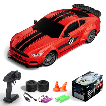 1:20 Scale Remote Control Car for Boys Girls and Kids | 2.4GHz, 20KM/H, 4WD, LED Headlights & Brake Lights, Racing Sports Gift Idea - color: Red