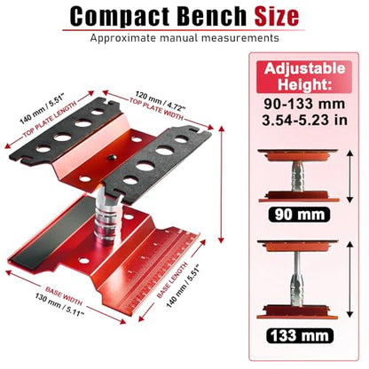 RC Car Repair Work Stand Lift Lower Adjustable Workstation Aluminum 360 Degree Rotation for 1/8 1/10 1/12 RC Car Traxxas Slash TRX4 Arrma Axial SCX10 Losi Redcat Wltoys RC Crawler Monster Truck Buggy - color: Lift Lower Red