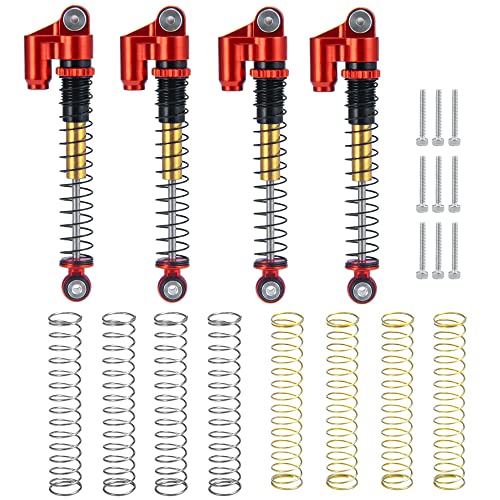 RCLIONS RC Shocks 48mm Adjustable Absorber Damper for All 1:24th Axial SCX24 Deadbolt Base Camp Gladiator RC Crawler Car Upgrades - color: Red