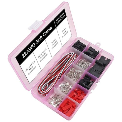 RC Servo Connector Kits Male Female Servo Plug Crimp Pin Cable Kit Model Receiver Battery ESC Connection for JST SYP Futaba Servo Wires RC Tool Set - color: Red