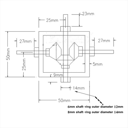 1:1 Right Angle Bevel Gearbox 1 Module 20 Teeth 90° Angle Drive Steering Gear Device Simple Mechanical DIY Module with 8mm Shaft - size: 8 mm shaft, style: 2 output shaft