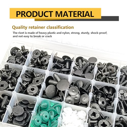 360pcs Bumper Retainer Clips Car Plastic Rivets Fasteners Push Retainer Kit with 18 Most Popular Sizes Auto Push Pin Rivets for Benz, BMW, Toyota, Honda, Subaru, Nissan, Mazda etc