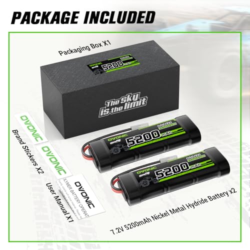 OVONIC 7.2V NiMH Battery 5200mAh 6 Cell RC Battery with TMY Connector