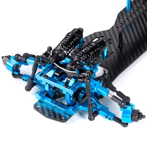 MORLORDY Aluminum & Carbon Fiber RC Chassis Frame Body Kit for 1/10 D5/ D5MINI+SR RC Drift Racing Car, with 4Pcs Wheels Tires Set & Shocks & Accessories (D5+SR) - style: D5+SR