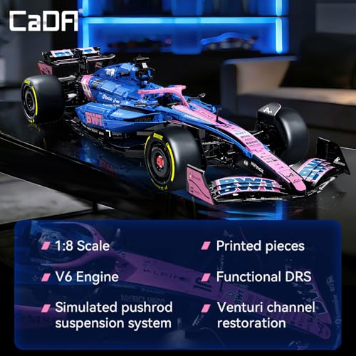 CaDA C64012W BWT Alpine F1 Team A525 2025 Formula One Race Car Building Kit, 2173PCS Large 1:8 Scale Collectible Model,Full Detailed Mechanical Functions, Building Set for Teens Adults