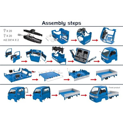 RC Car Accessories Compatible with WPL D12 WL01 for LDRC LD1297 1/12 1/16 RC Car Upgrade Parts Spare Replacement Accessories Acty Truck Body Shell(Blue) - size: Blue