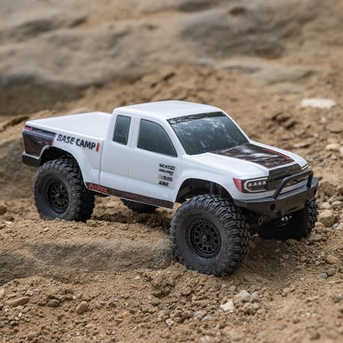 Axial RC Truck 1/24 SCX24 Base Camp 4x4 Rock Crawler Brushed RTR(Everything Needed to Run is Included) - White, AXI-1219T1 - color: White