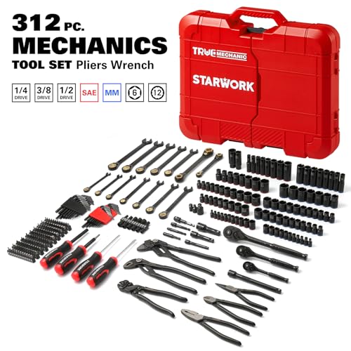 STARWORK TRUE MECHANIC™ 312-Piece Mechanics Tool Set and Socket Set, Professional【Pliers Wrench】 SAE/Metric - size: 312 PW