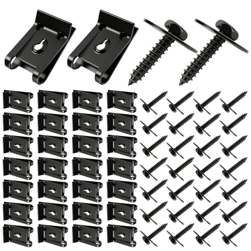 60Pcs M4.2 U-Nut Clips Fender Liner Clips Kit, Multipurpose Body Panel Fastener Clips for Cars Bumper Engine Splash - size: M4.2