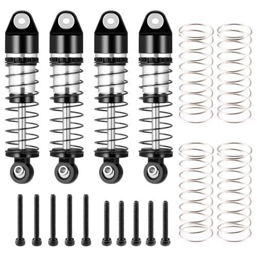 RCLIONS SCX24 Oil Shocks 36mm Extended Aluminum Shock Absorber for AXIAL SCX24 1/24th RC Crawler Car Upgrade Parts (Black) - color: Black