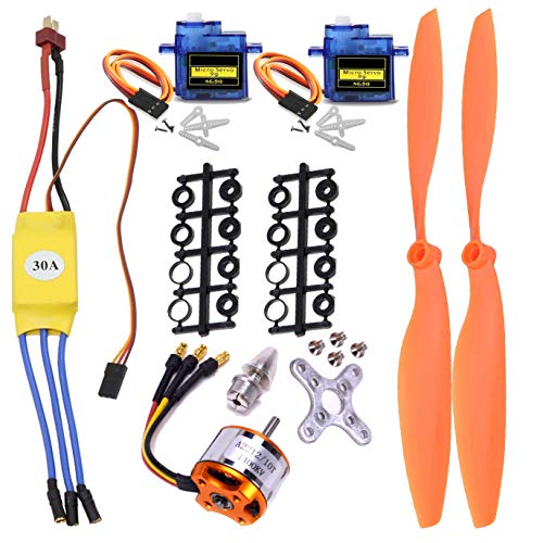 A2212 1400KV RC Brushless Motor 30A ESC Motor SG90 Micro Servo 8060 Propeller Set for RC Plane Quadcopter Fixed Wing Plane Helicopter Aircraft