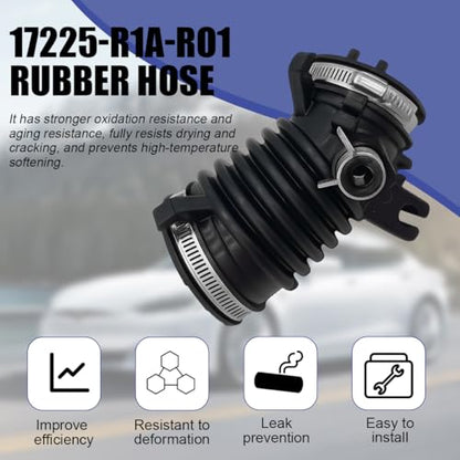 HZEL Car Air Cleaner Intake Hose Tube, OEM#17225-R1A-A01 Rubber Vehicle Engine Filter Air Intake Hose Duct with 3 Clamps, Auto Engine Filter Boot Replacement, Compatible with Civic Ilx