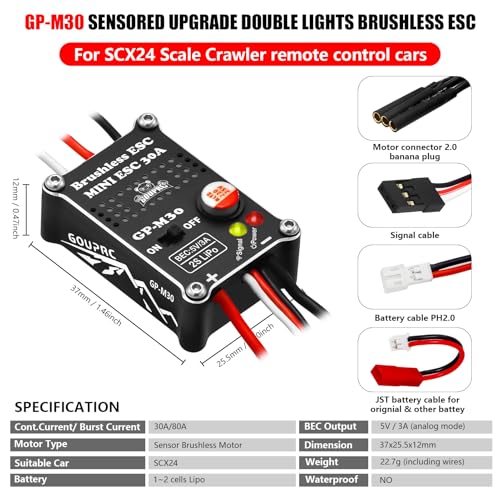 GOUPRC Upgrade 30A Brushless ESC & 1621 3500KV Outrunner Brushless Motor with Transmission Combo Kit for TRX4M 1/18 RC Car Crawler Buggy Truck - style: For TRX4M 1/18 Only