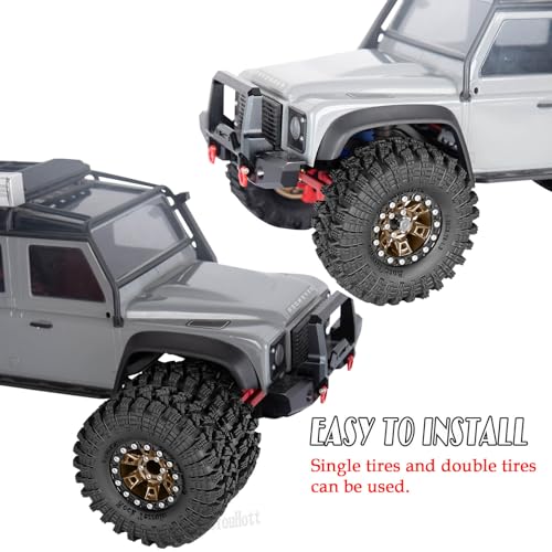 RC 1.3" Beadlock Tires Wheels for 1/18 1/24 Trx4m SCX24 FCX24 Ascent-18 RC Crawler Car,4pcs 1.3 Inch Wheel Rim Soft Rubber Tires,Brown - color: Brown-(1.3" Beadlock Tires）