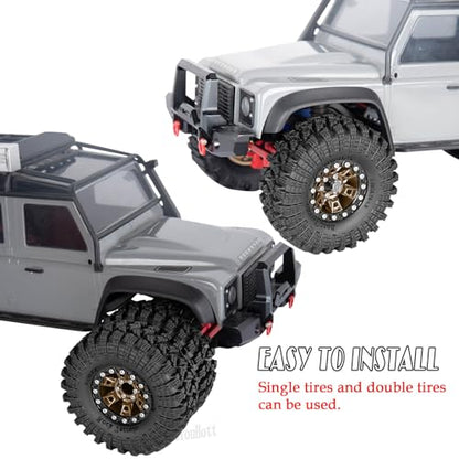 RC 1.3" Beadlock Tires Wheels for 1/18 1/24 Trx4m SCX24 FCX24 Ascent-18 RC Crawler Car,4pcs 1.3 Inch Wheel Rim Soft Rubber Tires,Brown - color: Brown-(1.3" Beadlock Tires）
