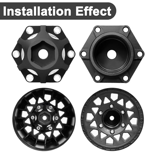 4Pcs Wheel Hex Hub Adapters Aluminum Wheel Spacers for All 1/10 RC Car Truck SCX10 TRX4 Slash Rustler Stampede Granite (Black) - color: Black