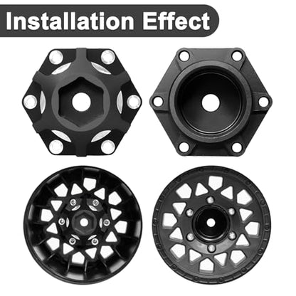 4Pcs Wheel Hex Hub Adapters Aluminum Wheel Spacers for All 1/10 RC Car Truck SCX10 TRX4 Slash Rustler Stampede Granite (Black) - color: Black