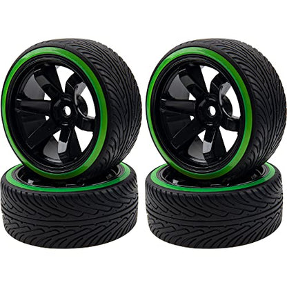 5-Spoke Hard Plastic Wheel Rims & Plastic Tires 12mm Hex & 1/10 RC Drift Car Tires 12mm Hex Hub Wheel Rims & Hard Plastic Tyre 6 Spoke