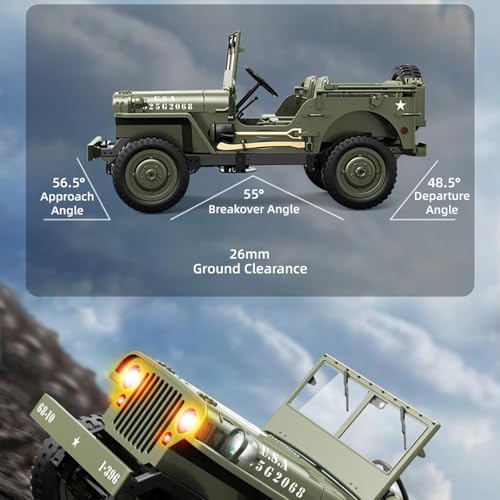 Remote Control Car, 2.4Ghz 4WD Off Road RC Jeep Rock Crawler Vehicle with Linked Lights, 1:10 Scales All Terrain Remote Control Trucks RTR Hobby RC Car for Teen Adults - size: 2 Battery